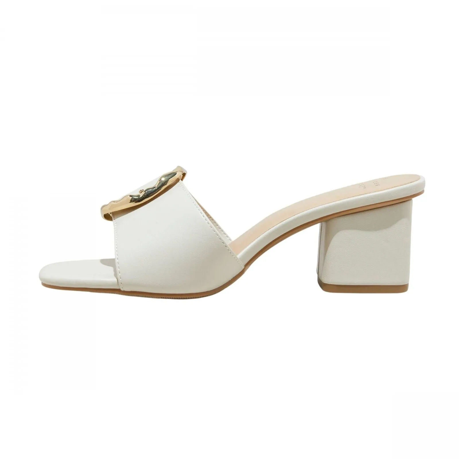 A New Day Womens Diana Buckle Mule Heels 89998799 Cream Off White 11