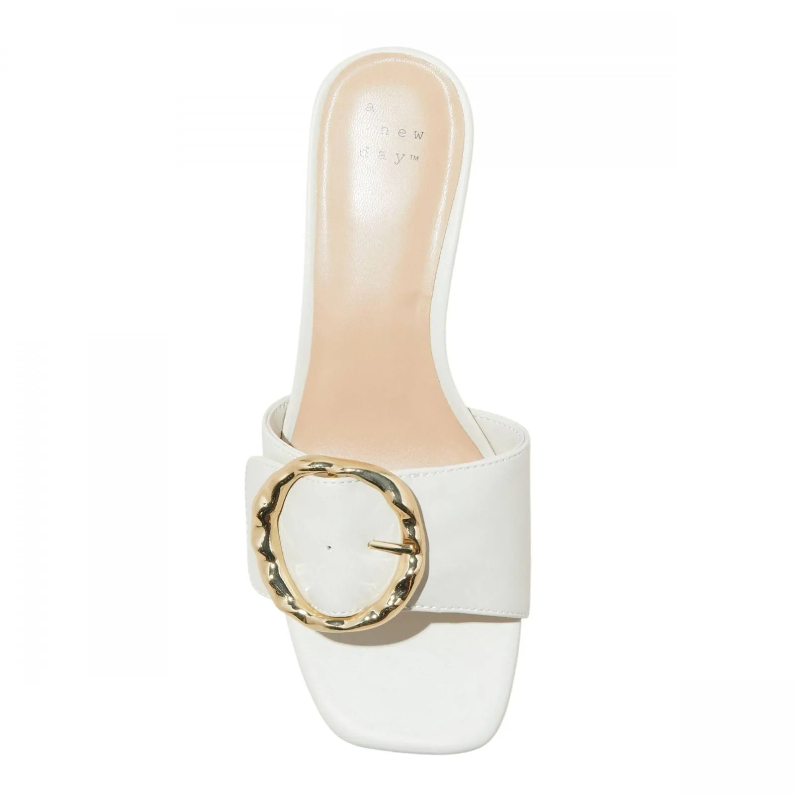 A New Day Womens Diana Buckle Mule Heels 89998799 Cream Off White 11