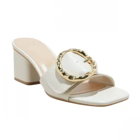 A New Day Womens Diana Buckle Mule Heels 89998799 Cream Off White 9.5M