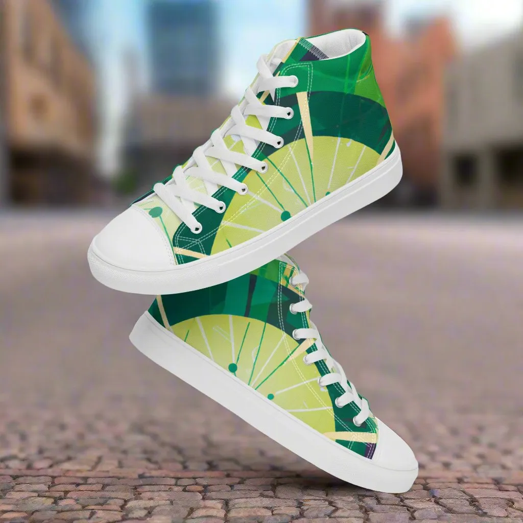 Abstract Green High Tops - Stand Out with Unique Style!