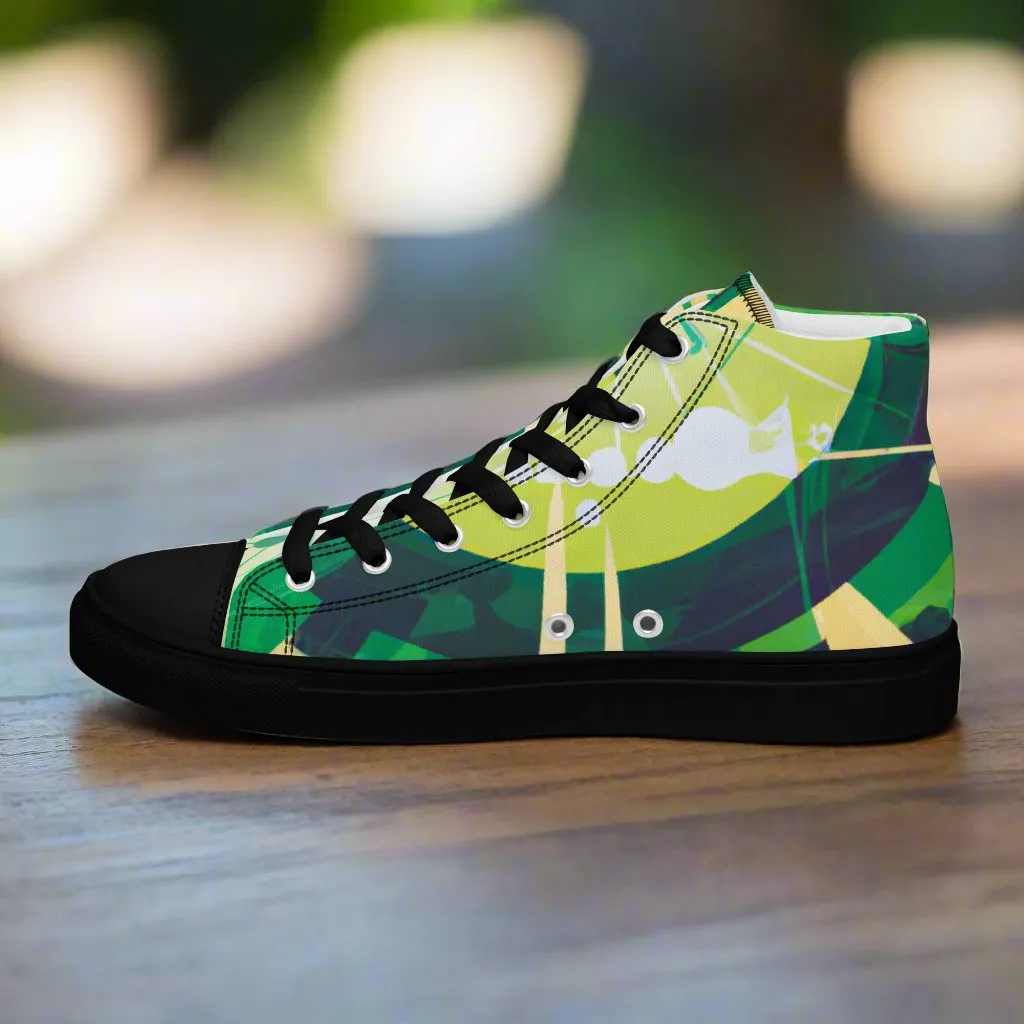 Abstract Green High Tops - Stand Out with Unique Style!