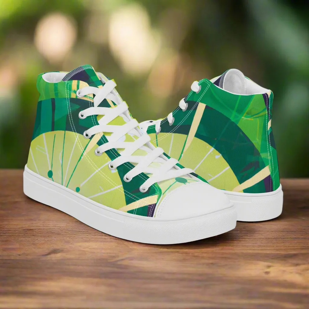 Abstract Green High Tops - Stand Out with Unique Style!