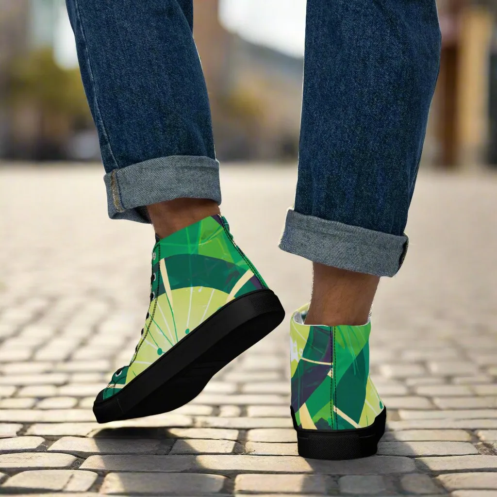 Abstract Green High Tops - Stand Out with Unique Style!