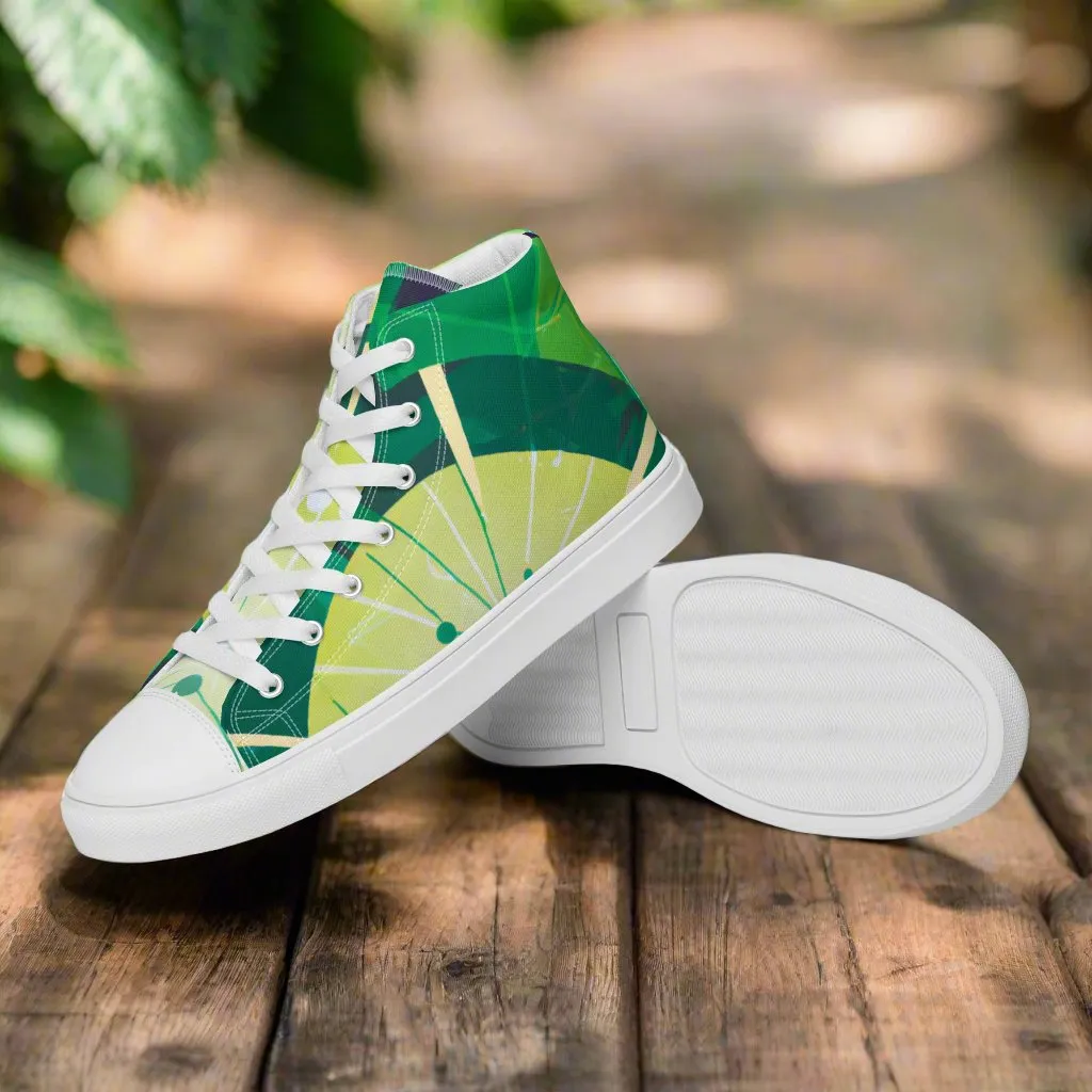 Abstract Green High Tops - Stand Out with Unique Style!