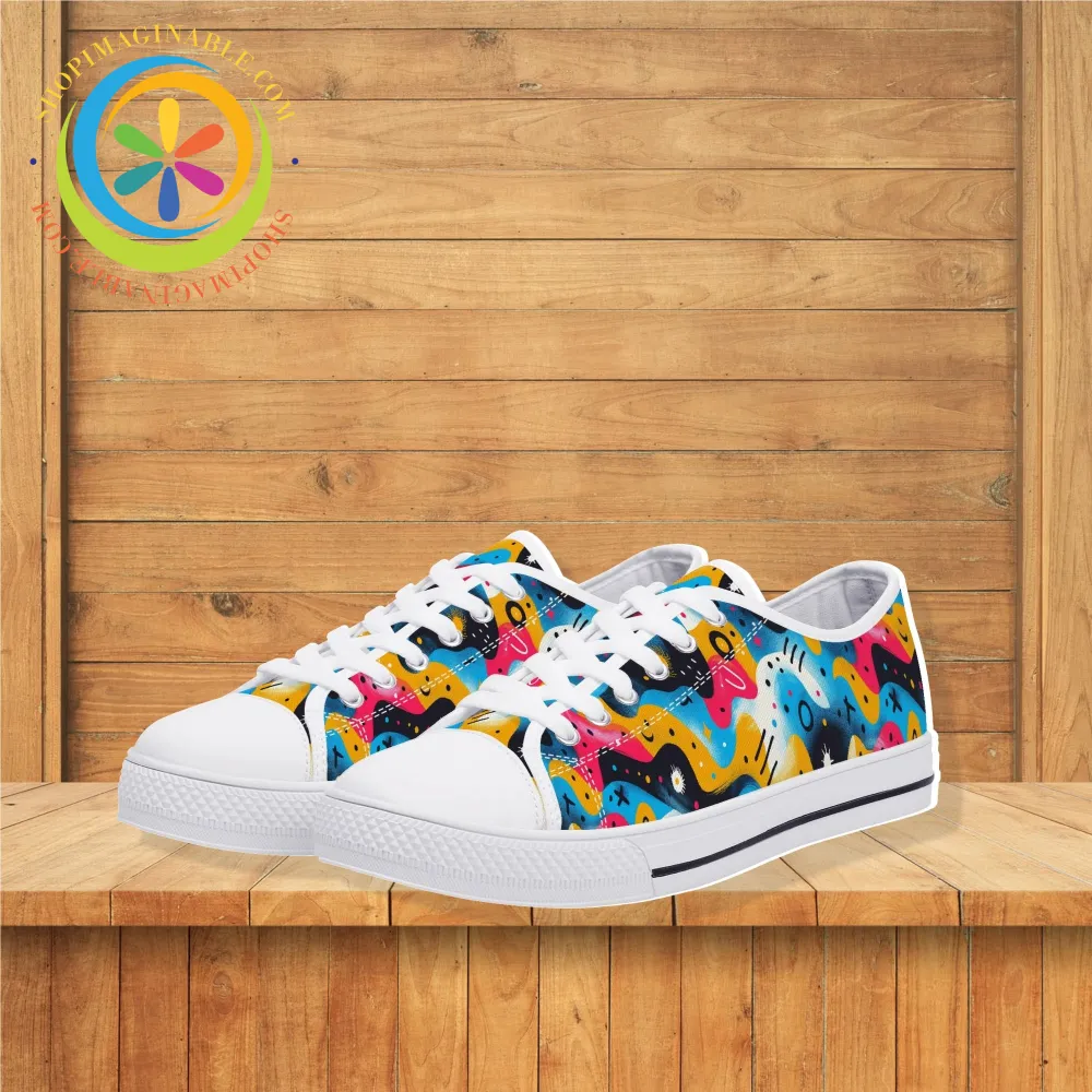 Abstract Swirl Ladies Low Top Shoes