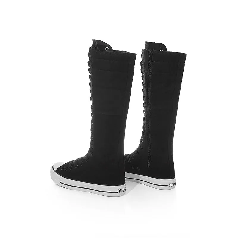 Alternative Fashion Women Canvas Shoes with High Top / Knee High Shoes in Grunge Style