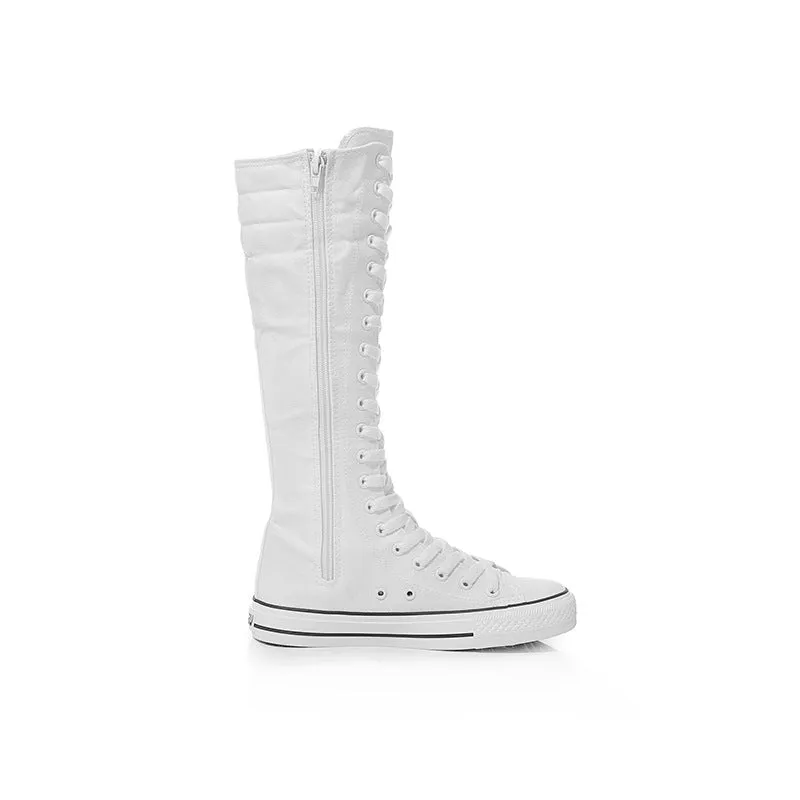 Alternative Fashion Women Canvas Shoes with High Top / Knee High Shoes in Grunge Style