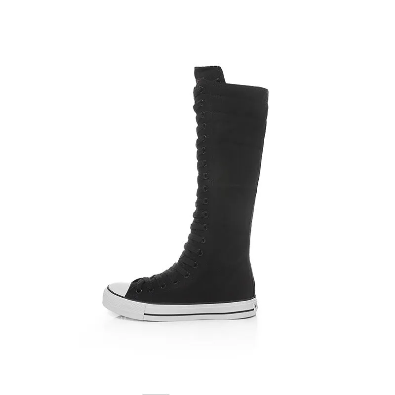 Alternative Fashion Women Canvas Shoes with High Top / Knee High Shoes in Grunge Style