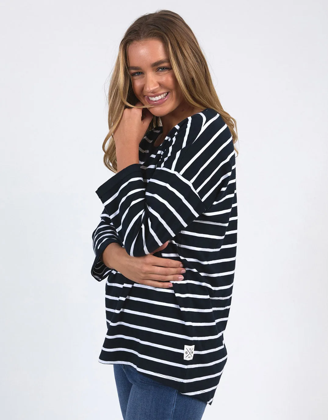 Annie Lightweight Top - Navy/White Stripe