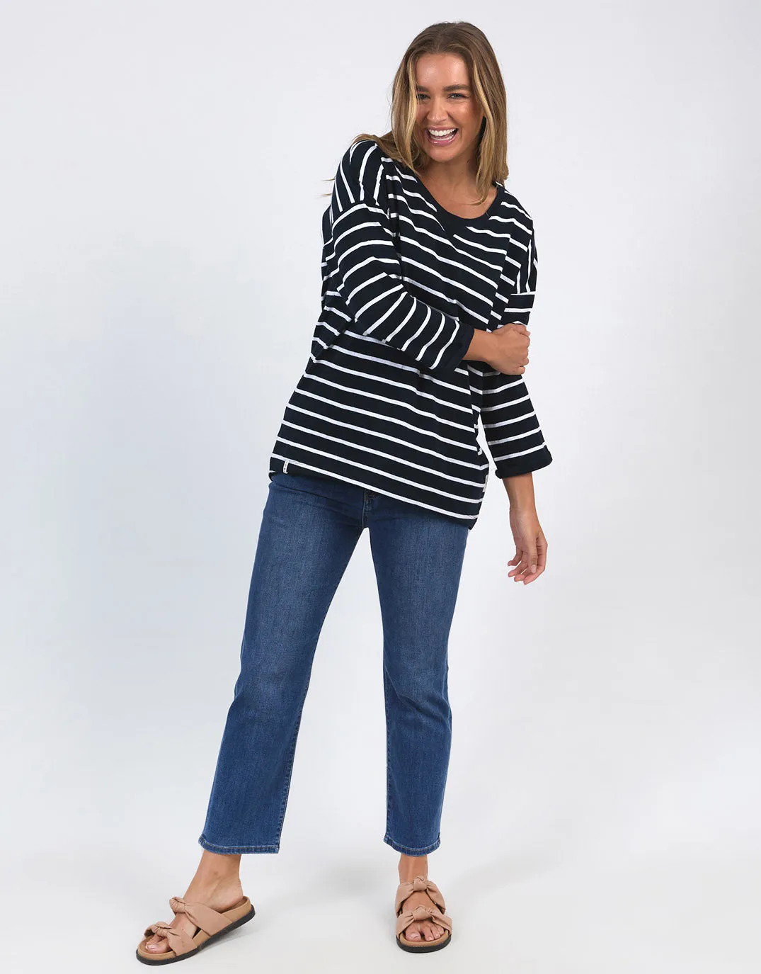 Annie Lightweight Top - Navy/White Stripe