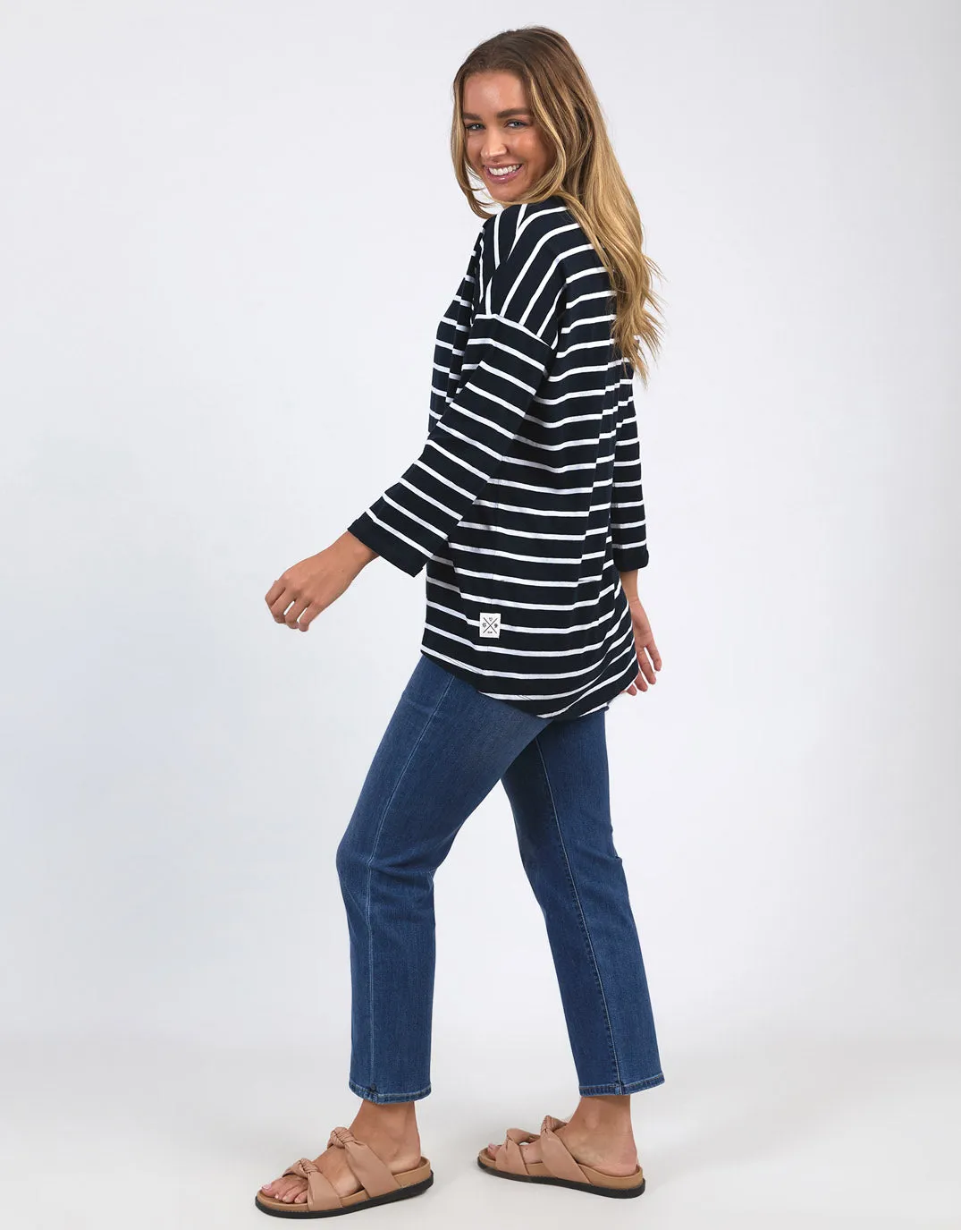 Annie Lightweight Top - Navy/White Stripe