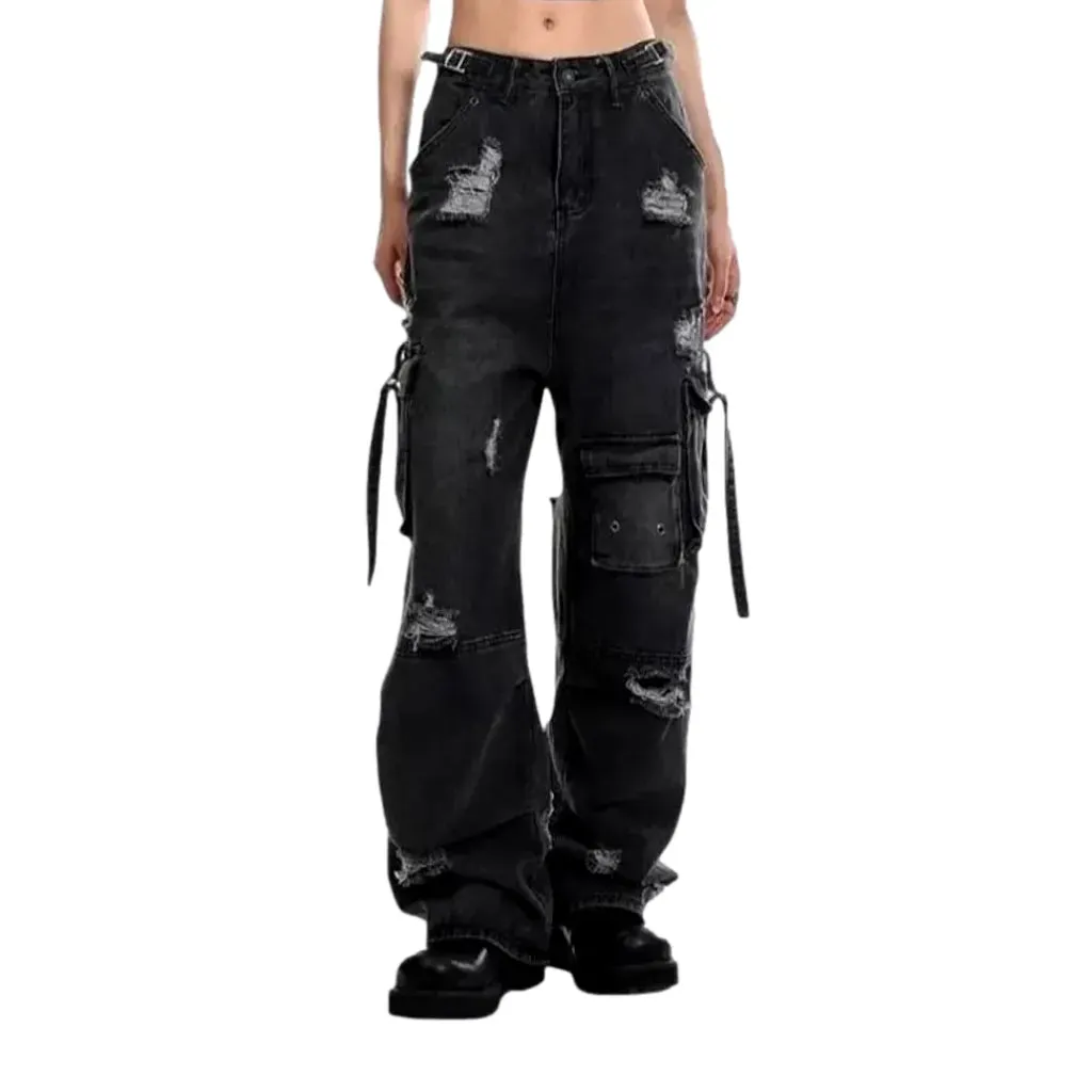 Baggy distressed grunge jeans for ladies