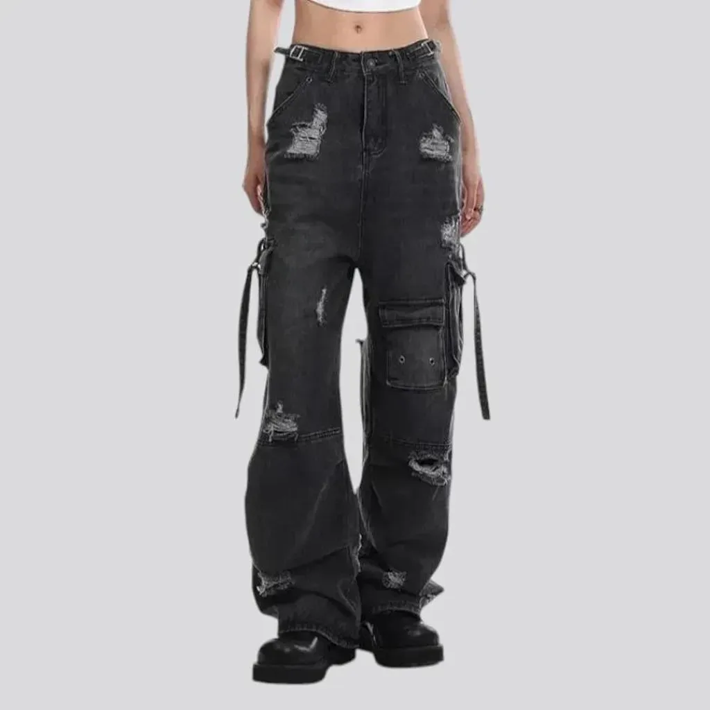 Baggy distressed grunge jeans for ladies