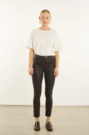 Black Leather 5 Pocket Slim Pants PR