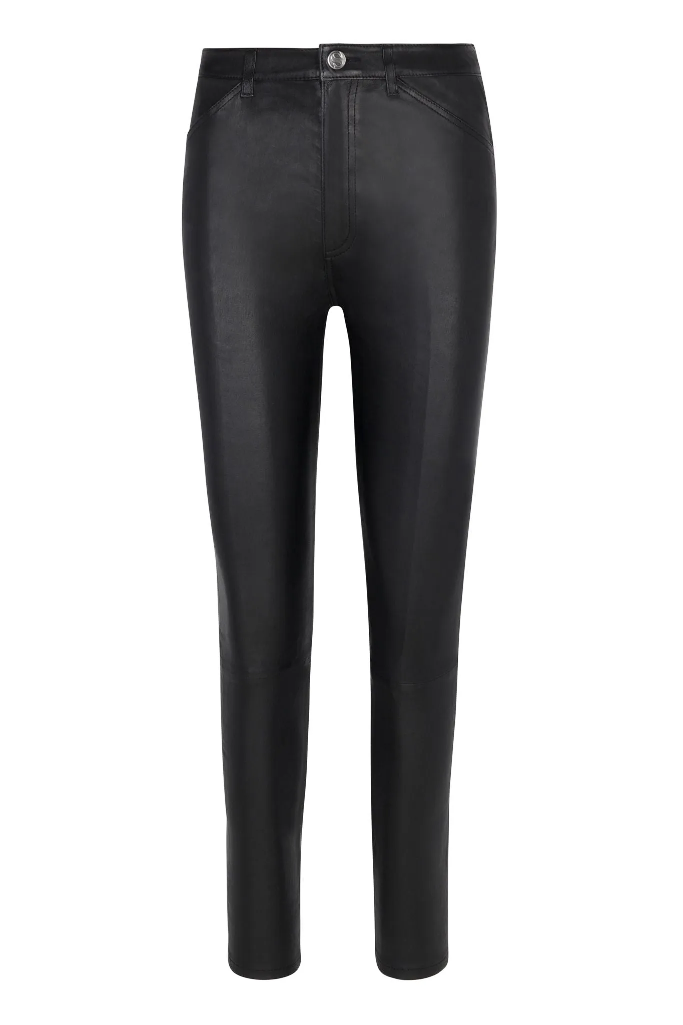 Black Leather 5 Pocket Slim Pants PR