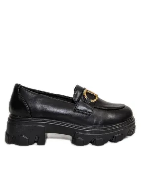 Black Lightweight Gold Bar Chunky Loafer