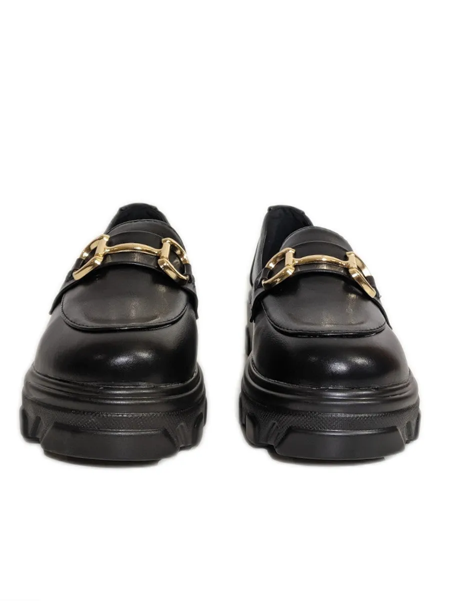 Black Lightweight Gold Bar Chunky Loafer