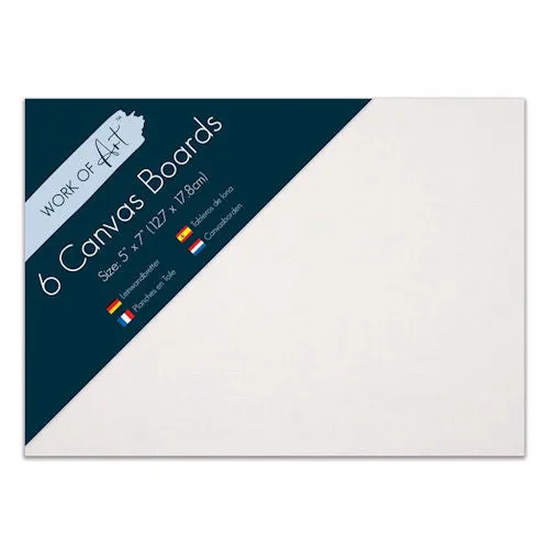 Canvas Boards 5" x 7" - 6 Pack Artist Painting Panels Set Craft Supplies