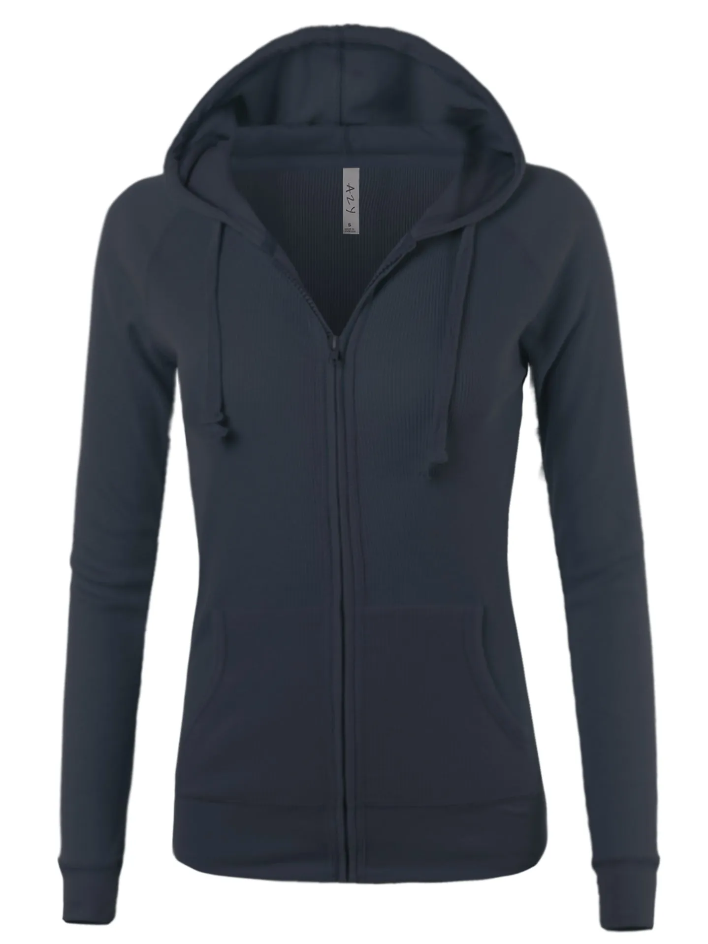 Casual Fitted Lightweight Pocket Zip Up Hoodie