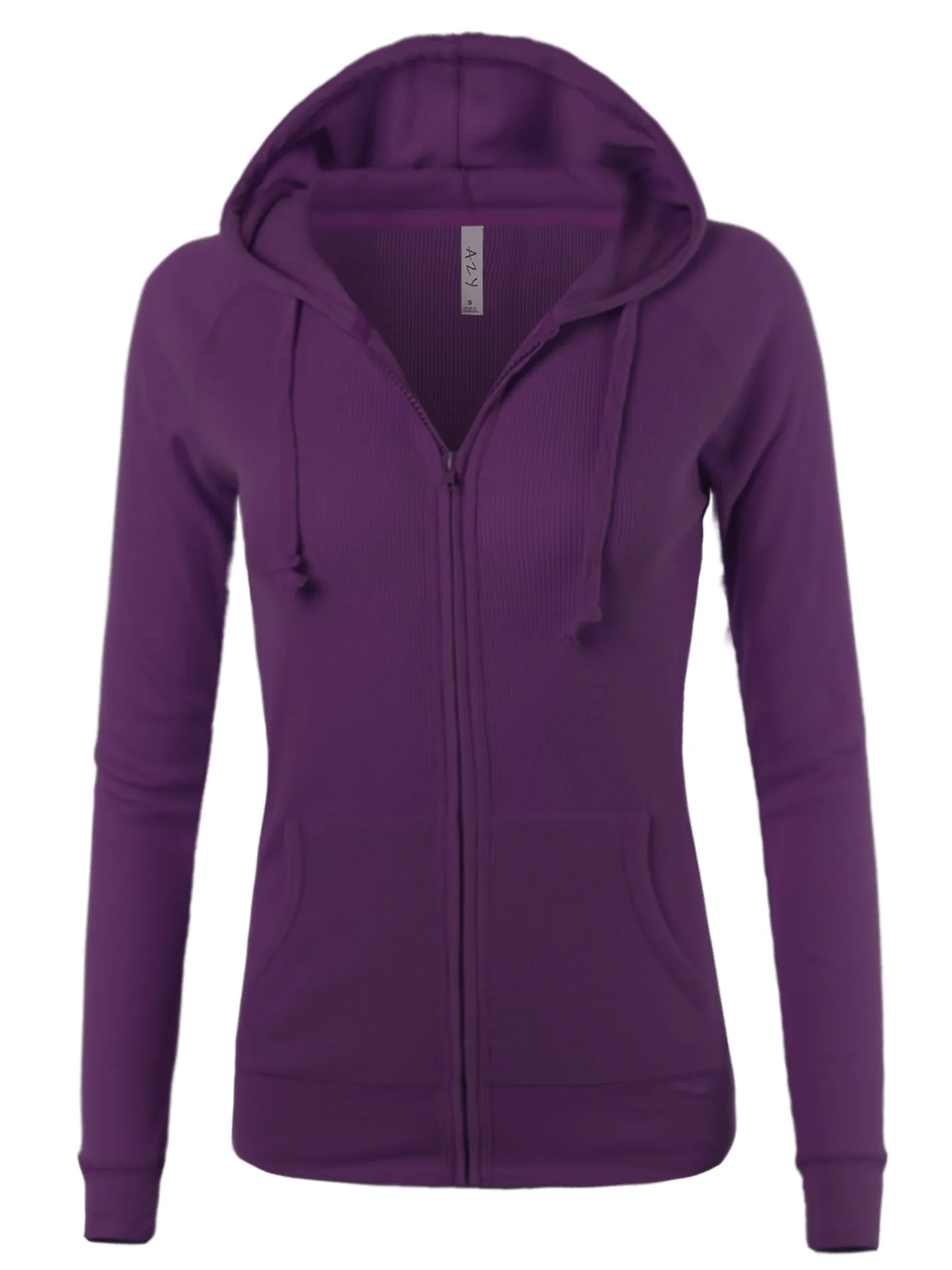 Casual Fitted Lightweight Pocket Zip Up Hoodie