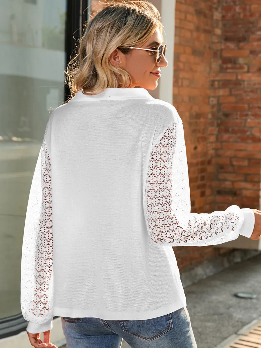 Casual Knit Loose Long Sleeves V Neck T-Shirt