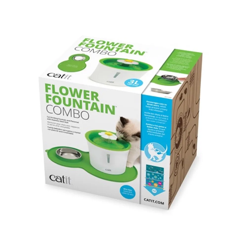 Catit Flower Drinking Fountain with Peanut Placemat 3L