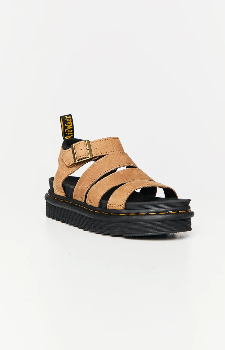 Dr. Martens Blaire 3 Strap Sandal Tan Tumbled Nubuck