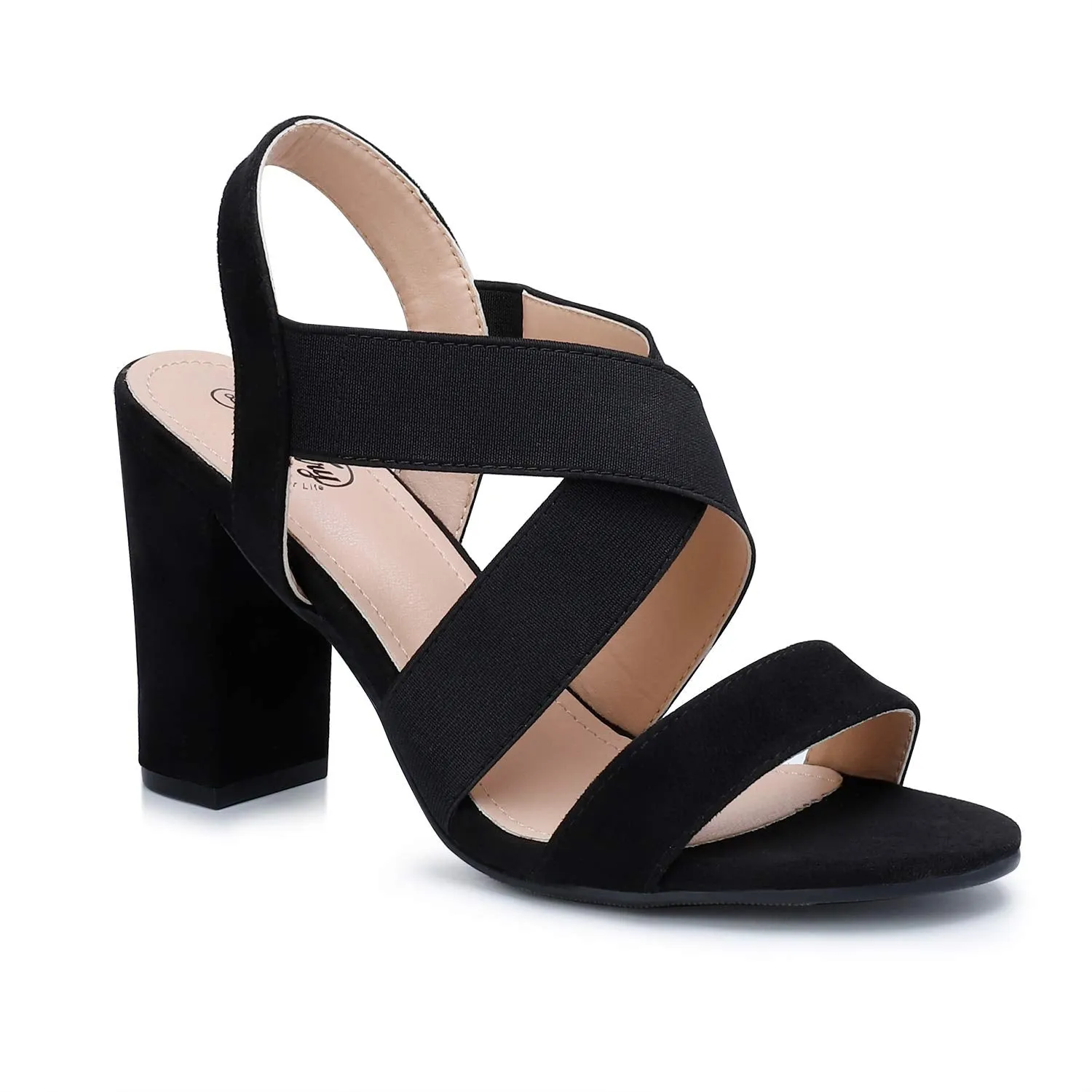 Elastic Strap Heel Sandals