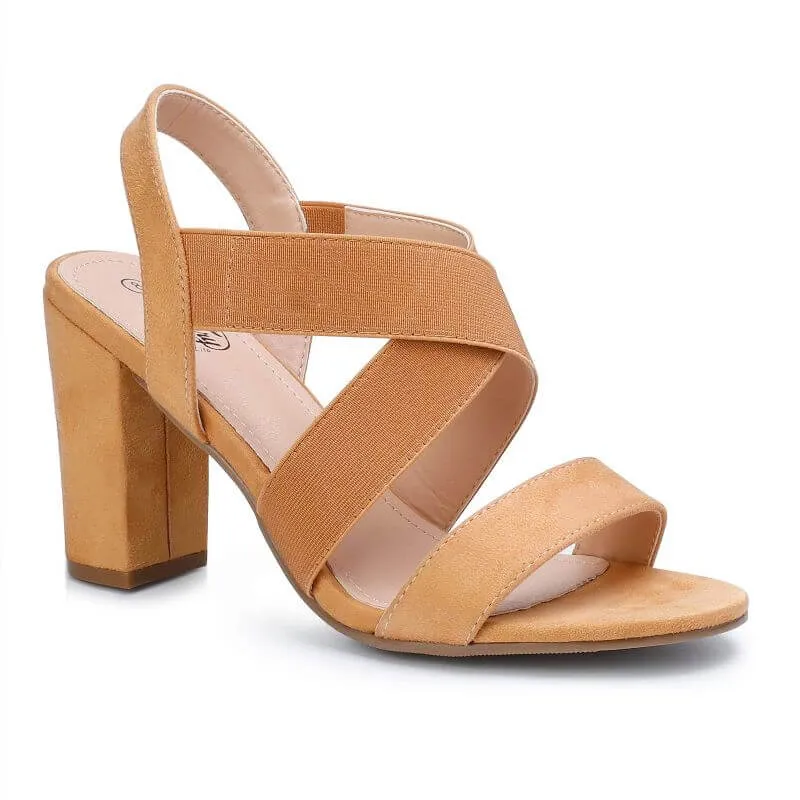 Elastic Strap Heel Sandals