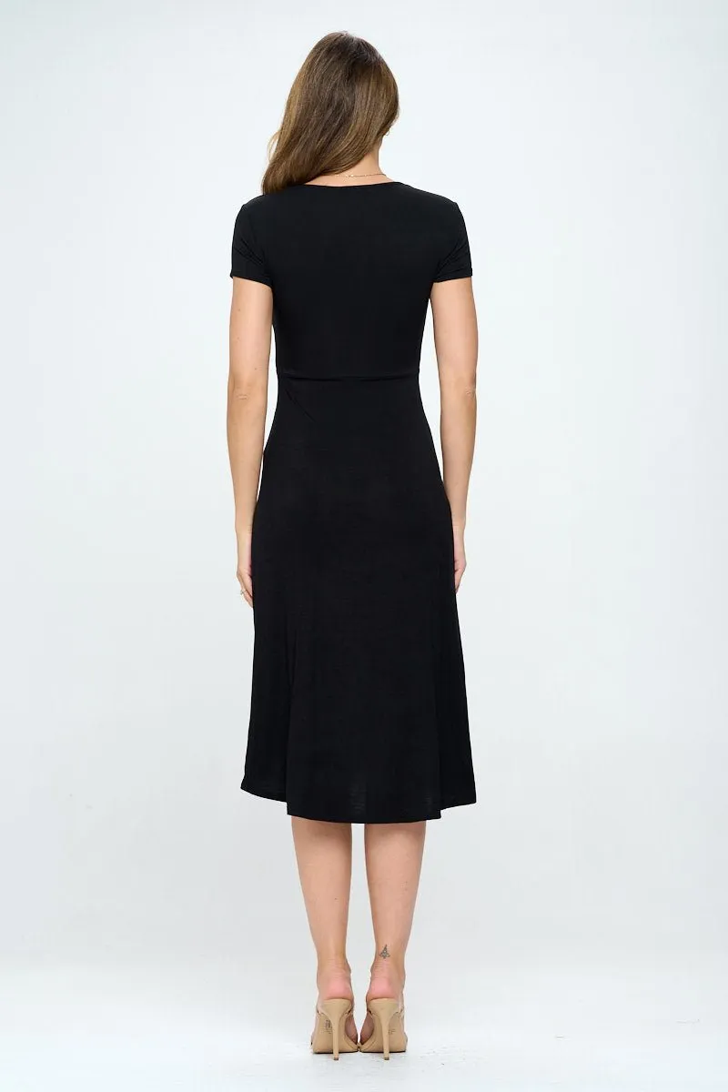 Emma Ruched Midi Wrap Dress