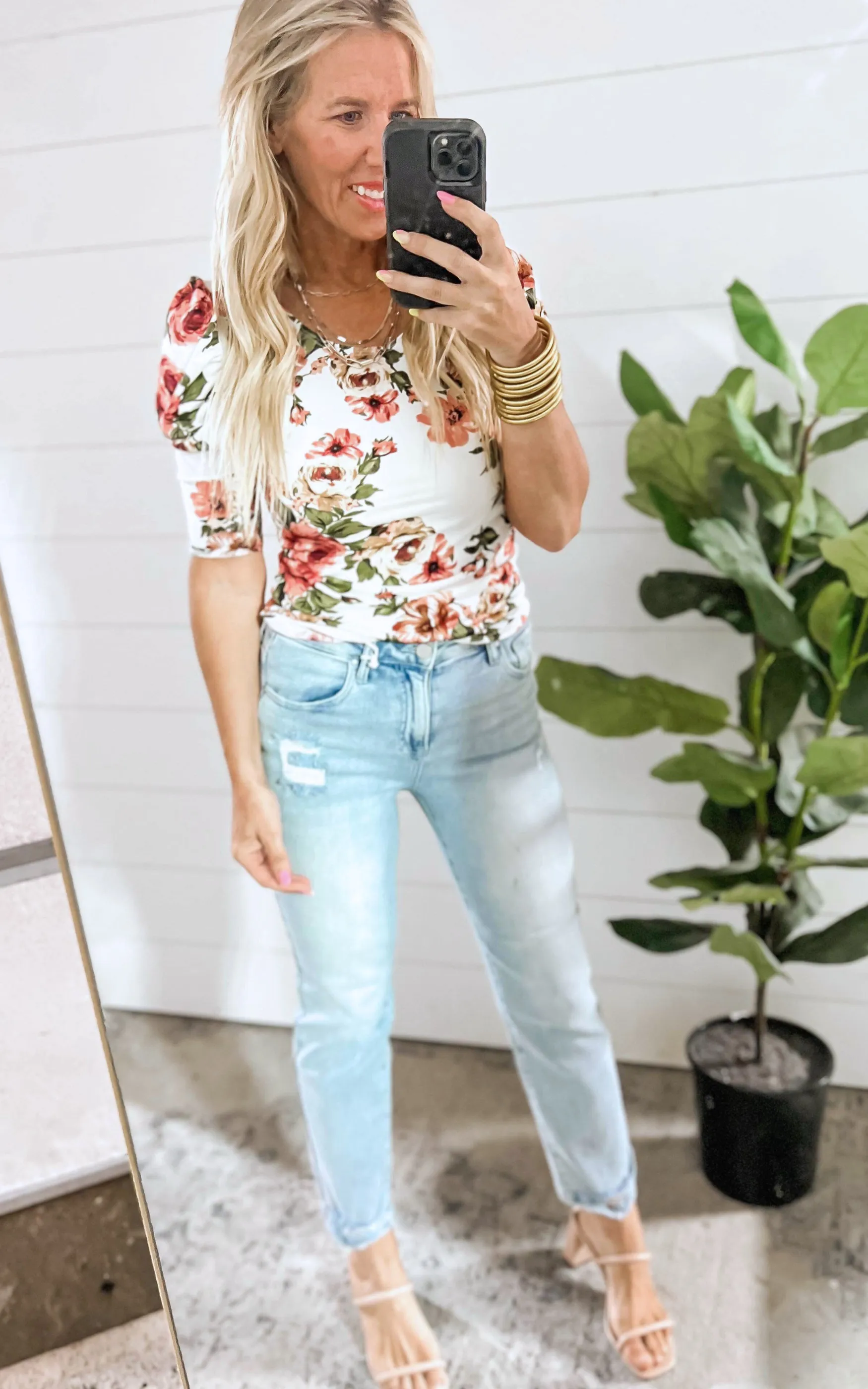 Floral Pretty Little Flower  Puff Sleeve Top - Final Sale