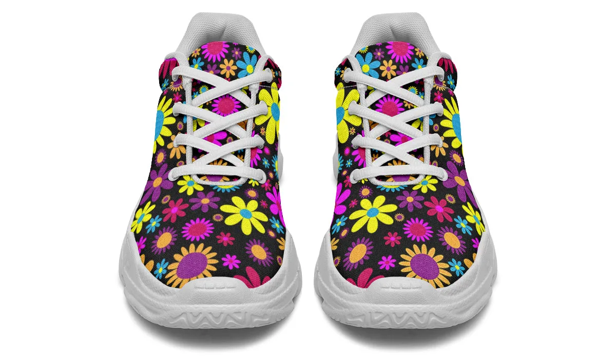 Funky Retro Flowers Chunky Sneakers