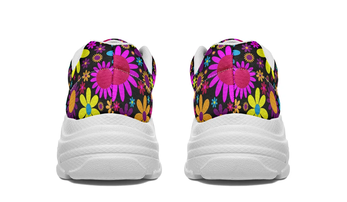 Funky Retro Flowers Chunky Sneakers