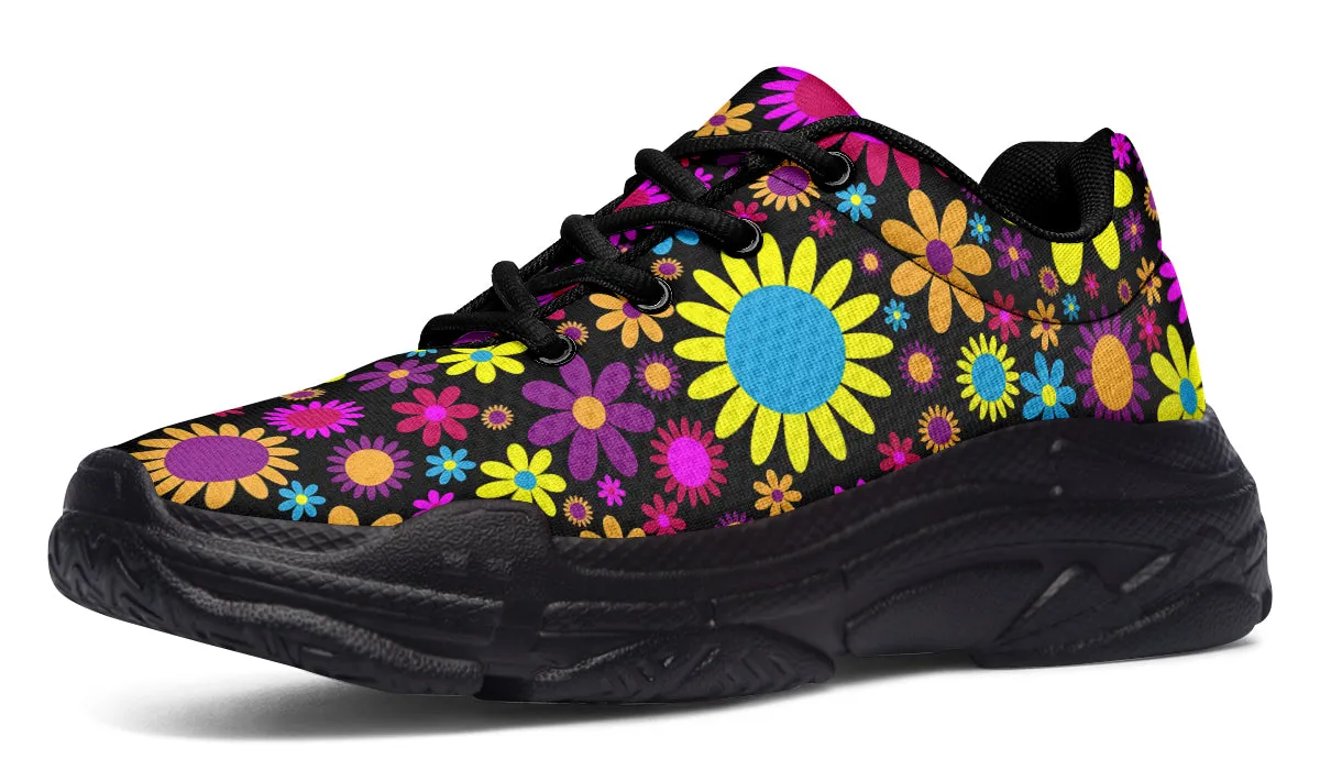 Funky Retro Flowers Chunky Sneakers