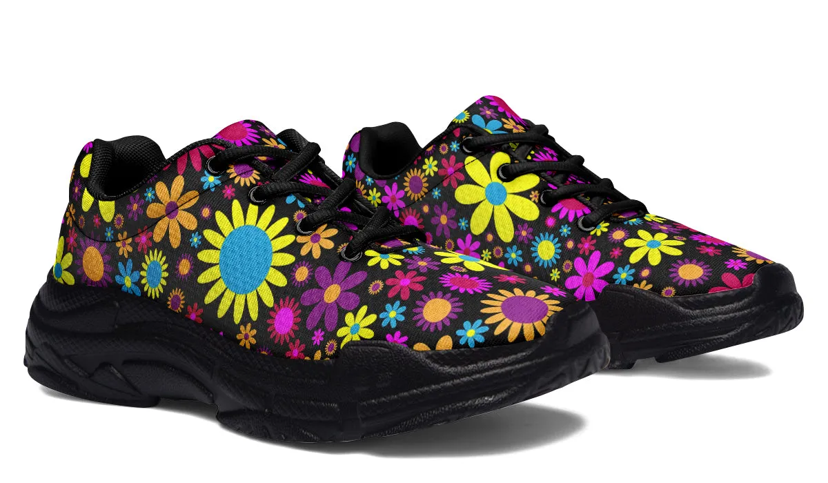 Funky Retro Flowers Chunky Sneakers