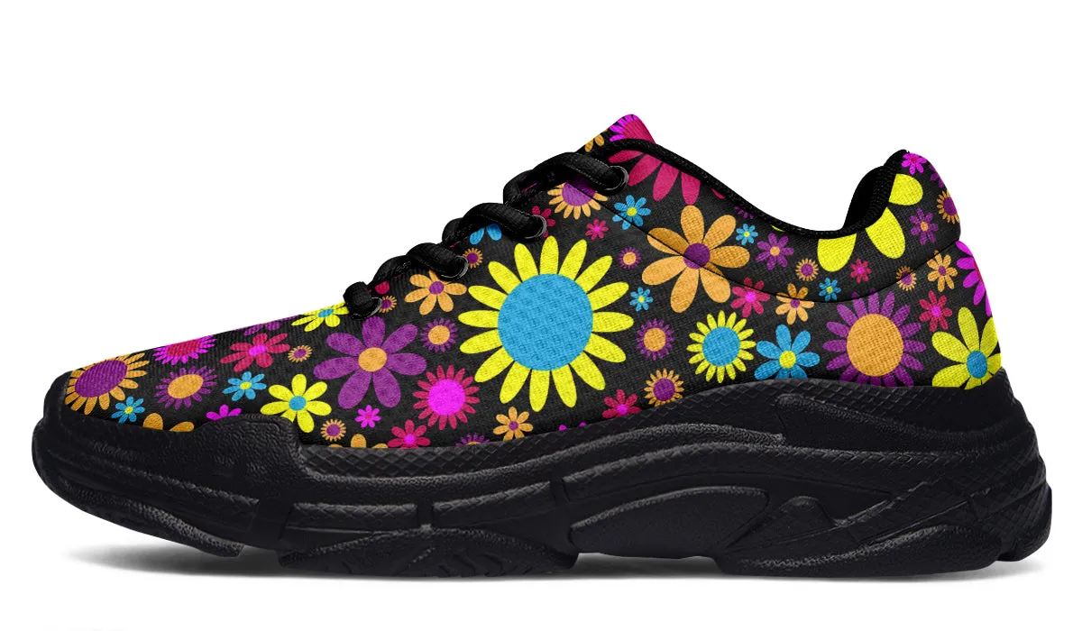 Funky Retro Flowers Chunky Sneakers