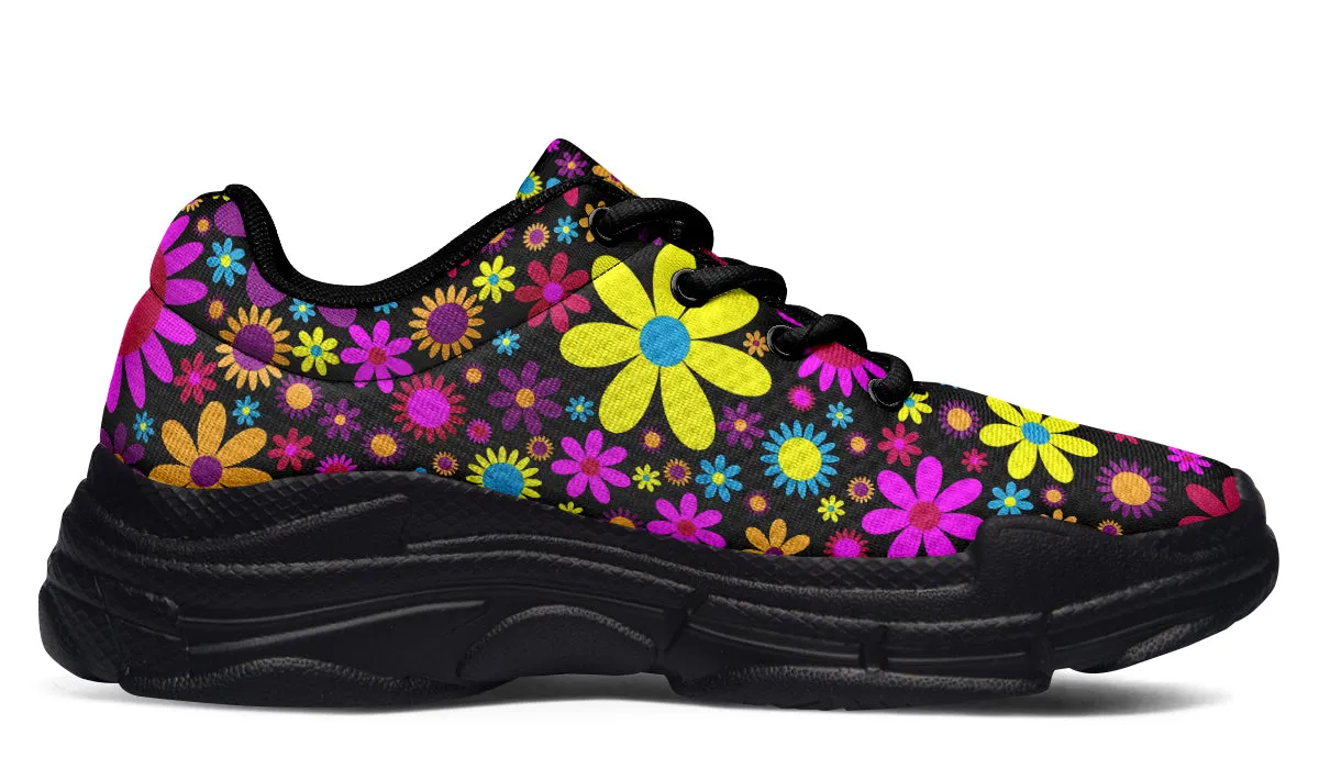 Funky Retro Flowers Chunky Sneakers