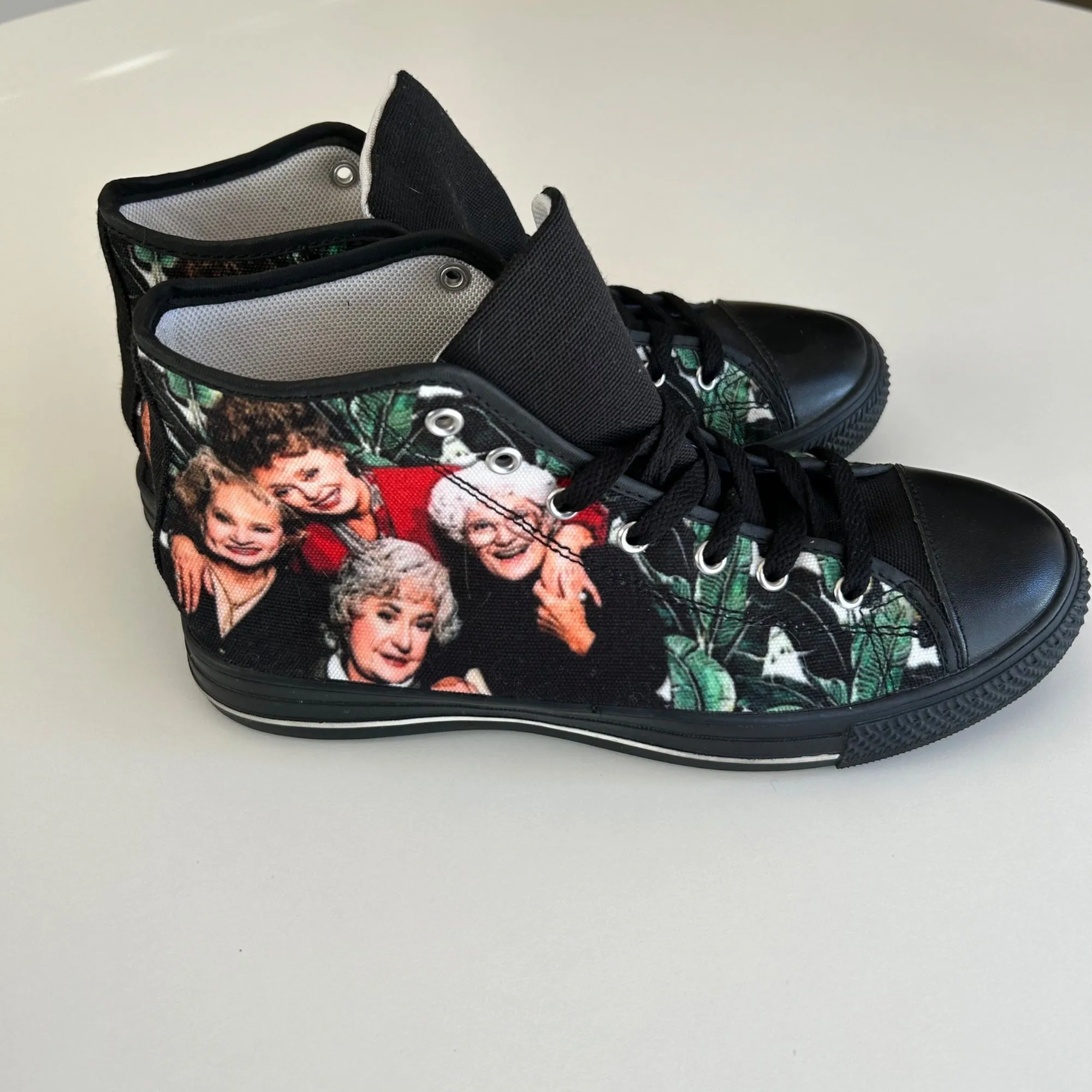 Golden Girls High-Top Sneakers Size 8 Black Canvas & Rubber Shoes