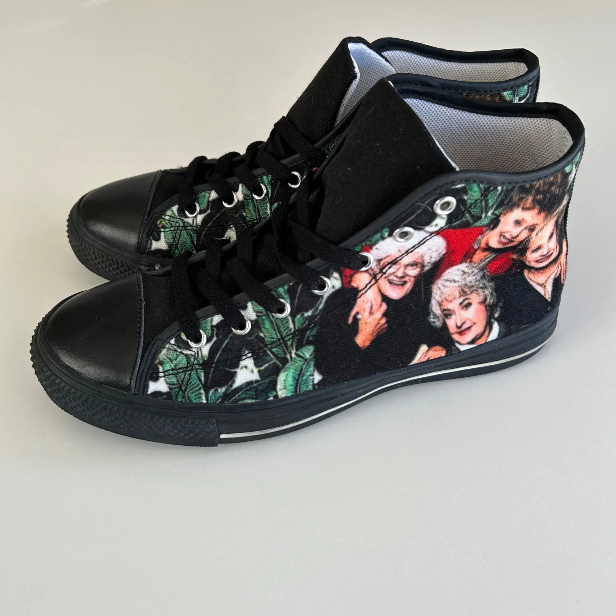 Golden Girls High-Top Sneakers Size 8 Black Canvas & Rubber Shoes