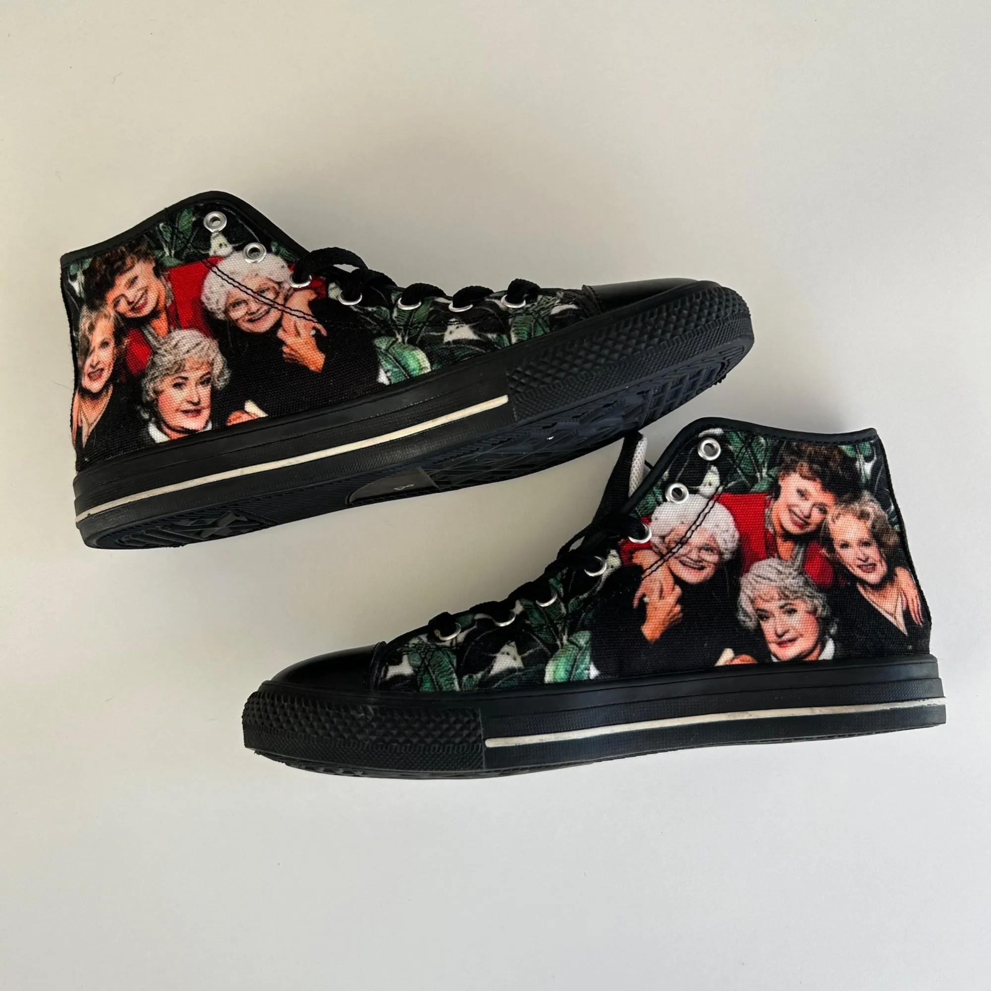 Golden Girls High-Top Sneakers Size 8 Black Canvas & Rubber Shoes