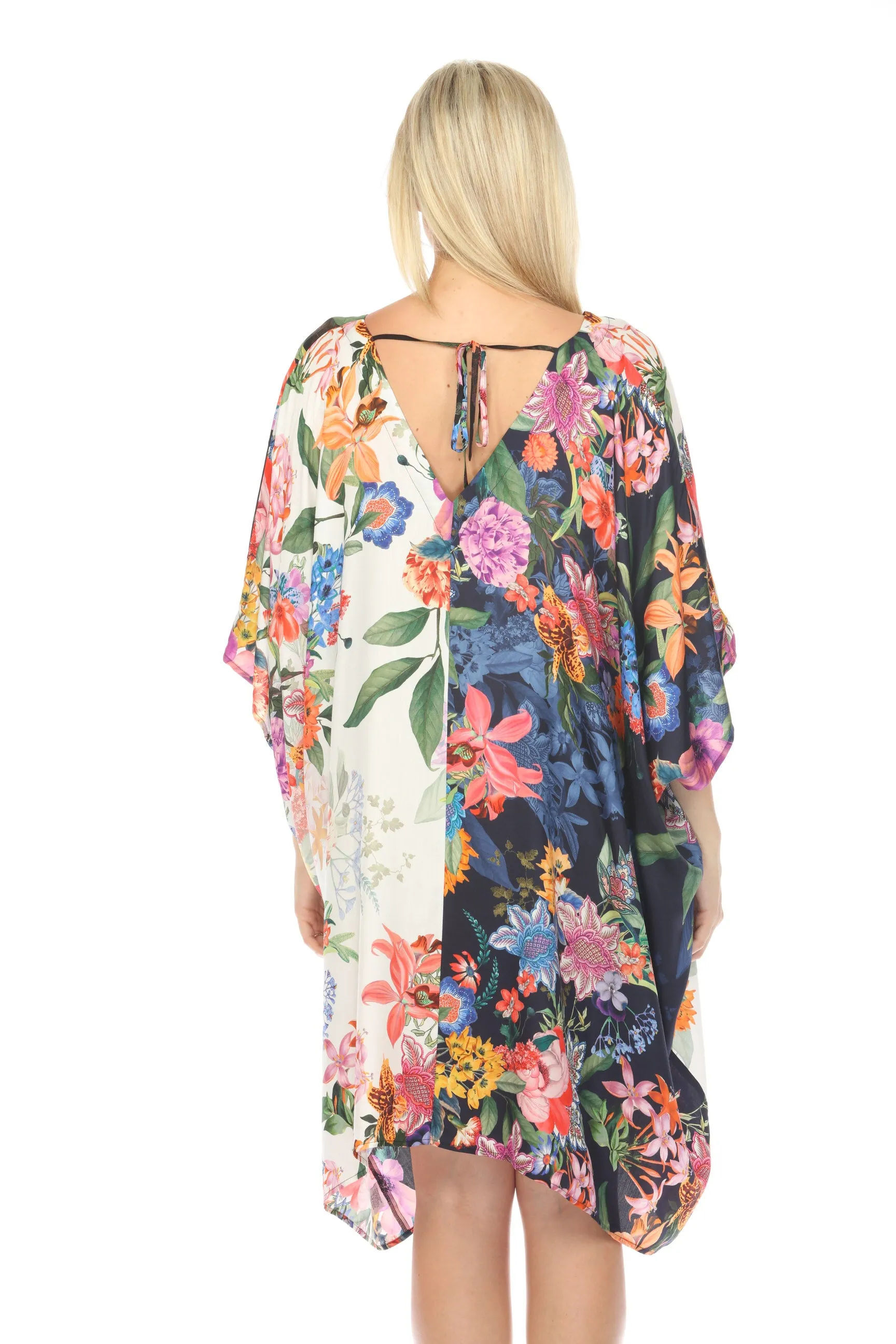 Johnny Was Neon Jungle Mix High-Low Swim Cover-Up Kaftan Dress CSW4024-J