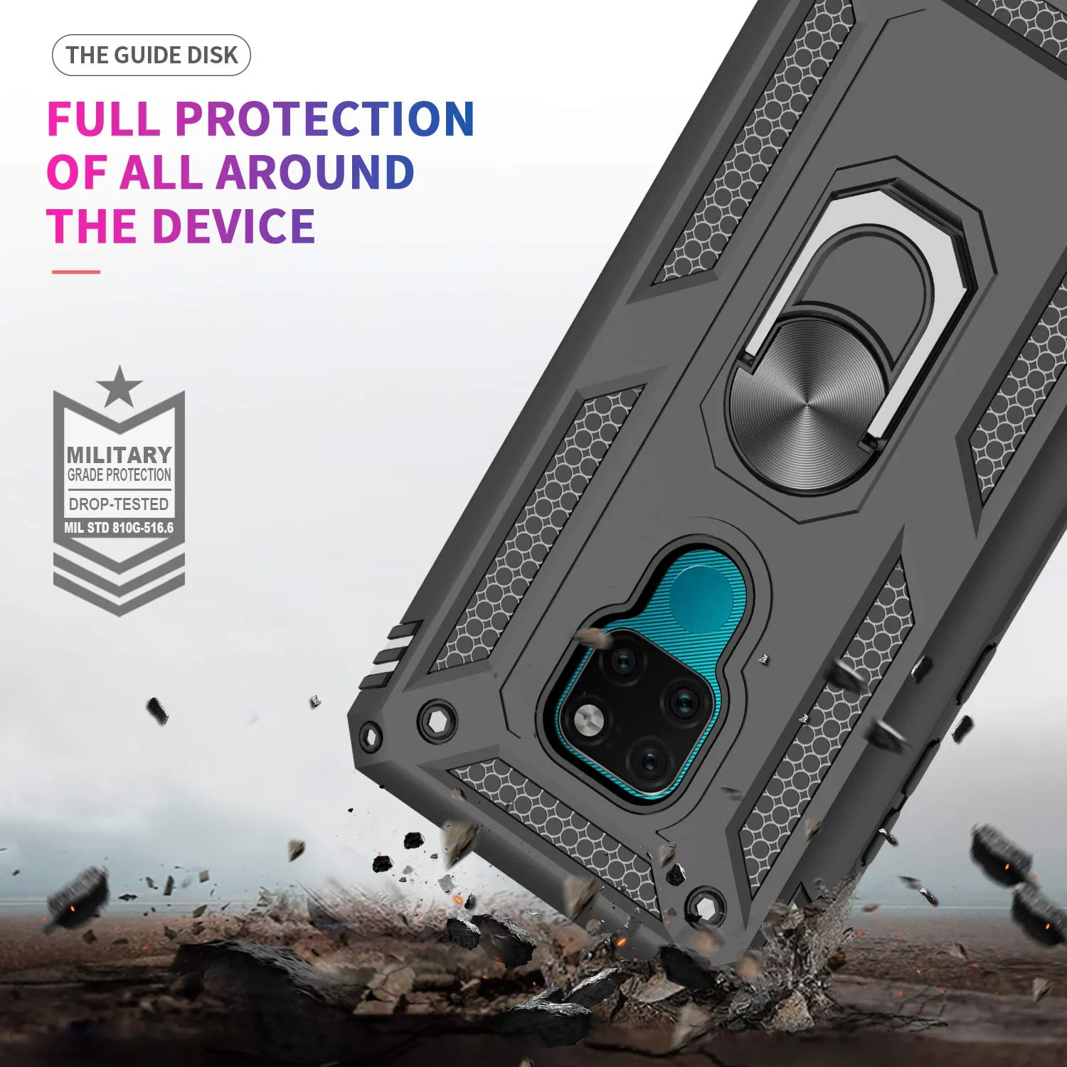 LeYi for Huawei Mate 20 Case with Magnetic Ring Holder, Full Body Protective [Military Grade] Silicone TPU Personalised Shockproof Armour Phone Cover