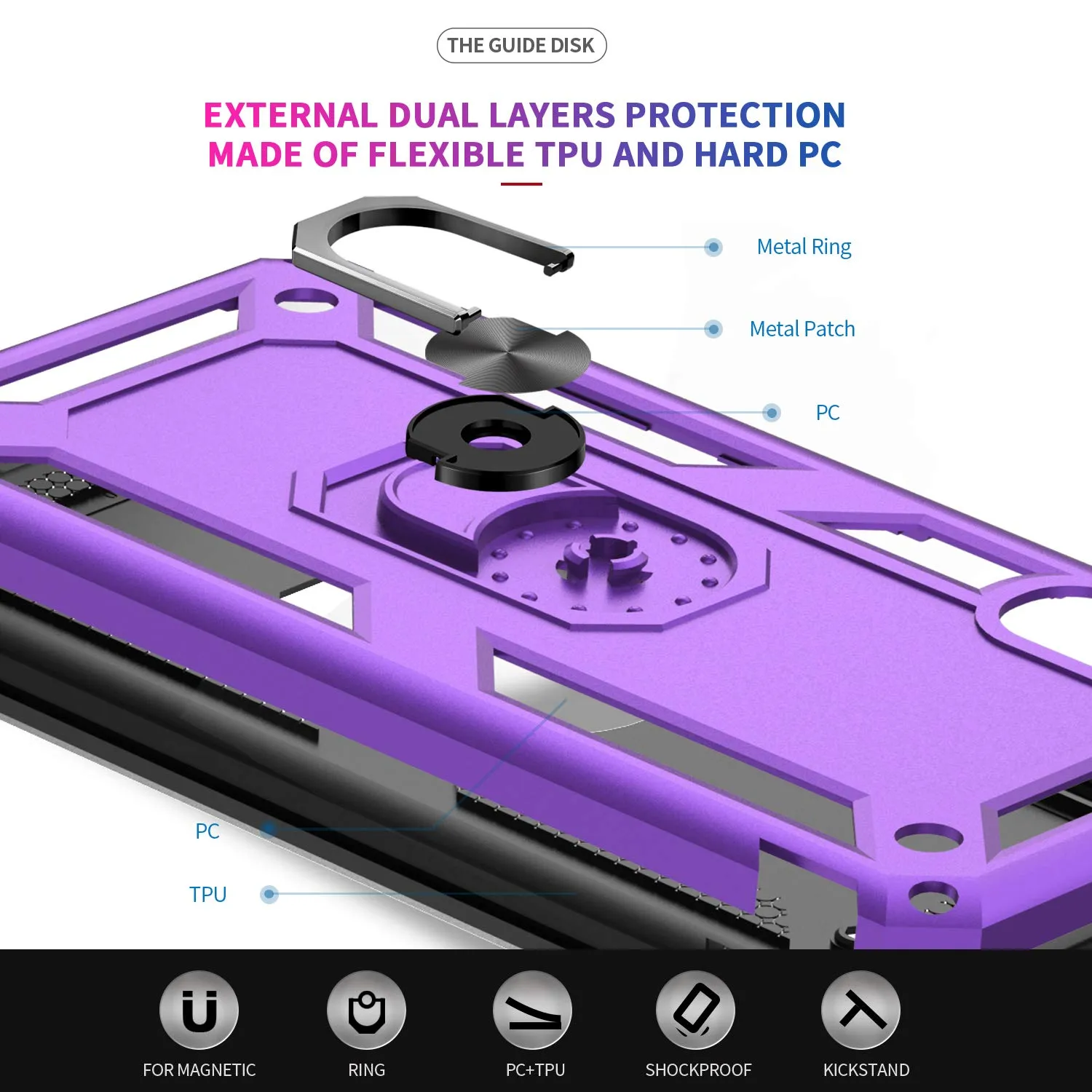 LeYi Galaxy A70/A70S Case with Ring Holder,Full Body Protective Silicone TPU Personalised Shockproof Tough Armour Phone Cover with 2 Tempered Glass