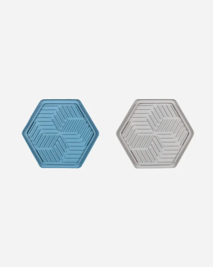 Lick Mat - Bean Hexagon - Blue and Grey