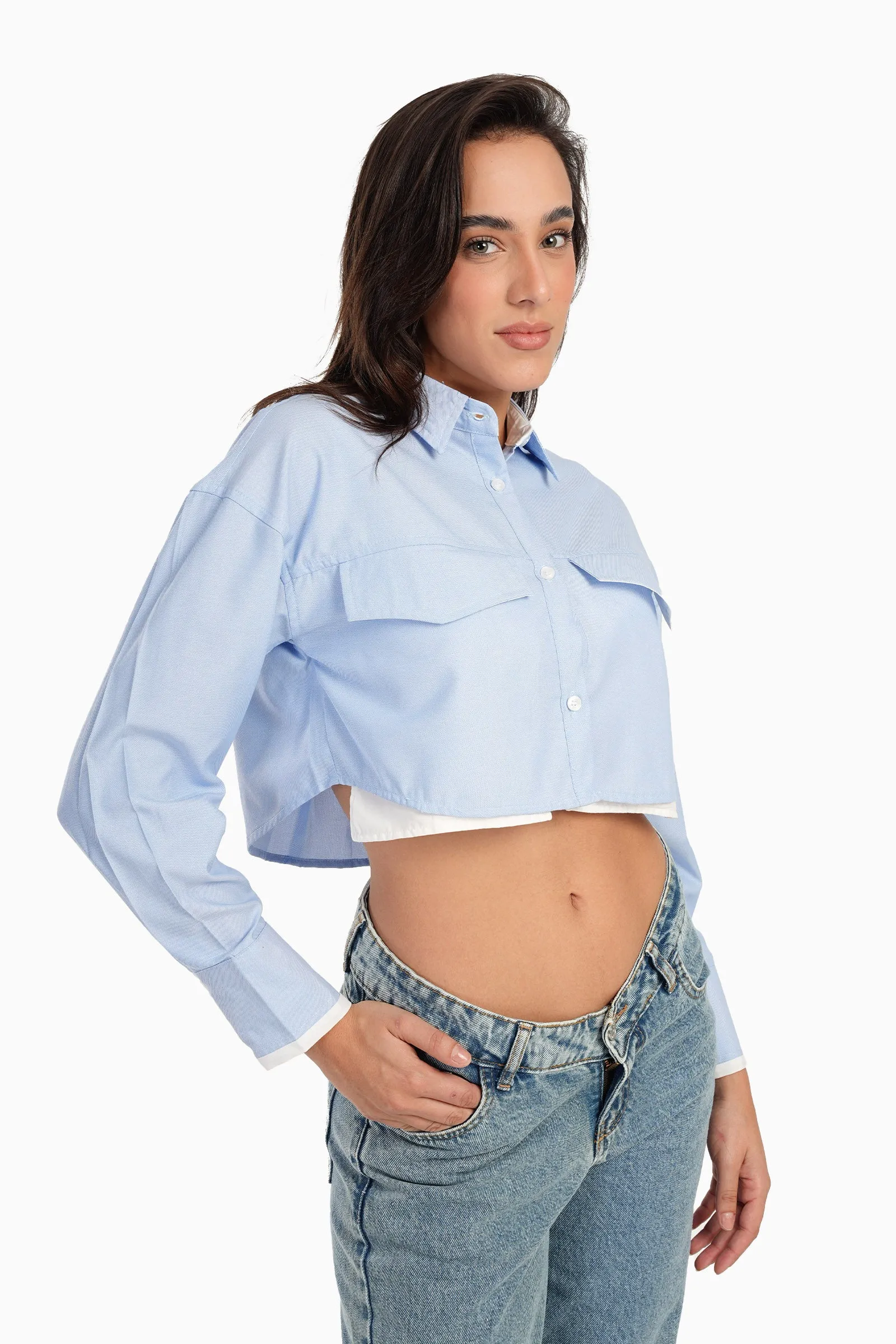 Light Blue Cropped Shirt