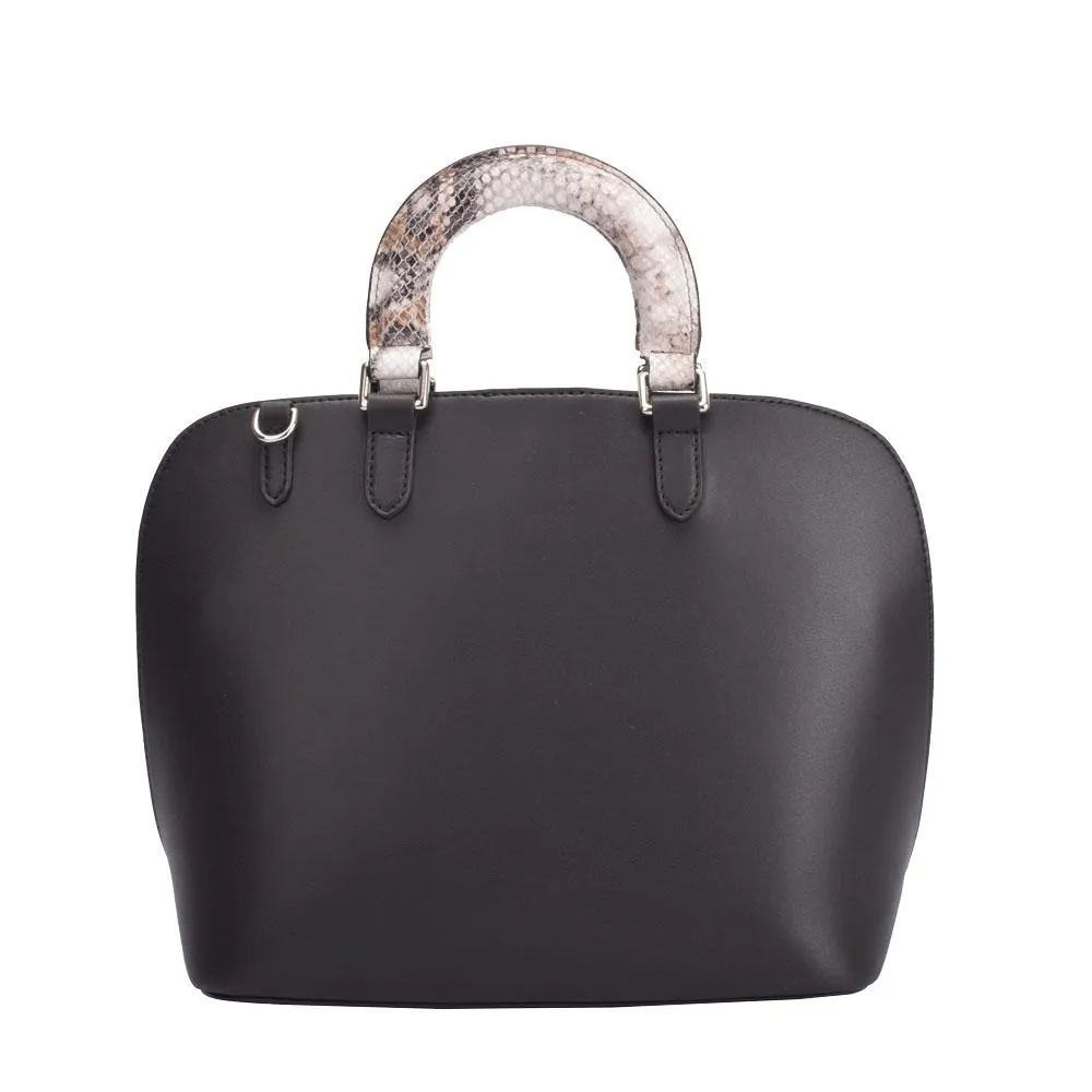 Maria Carla Chic Dome: Women's Luxury Leather Handbag with Snake Print Handles