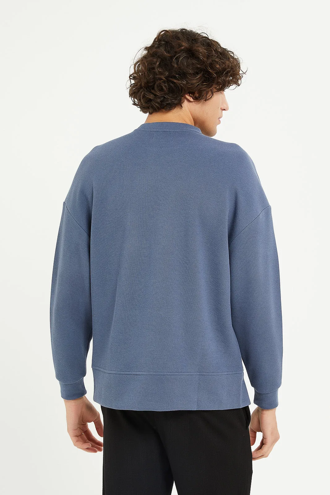 Men Blue Printed Logo Sweatshirt