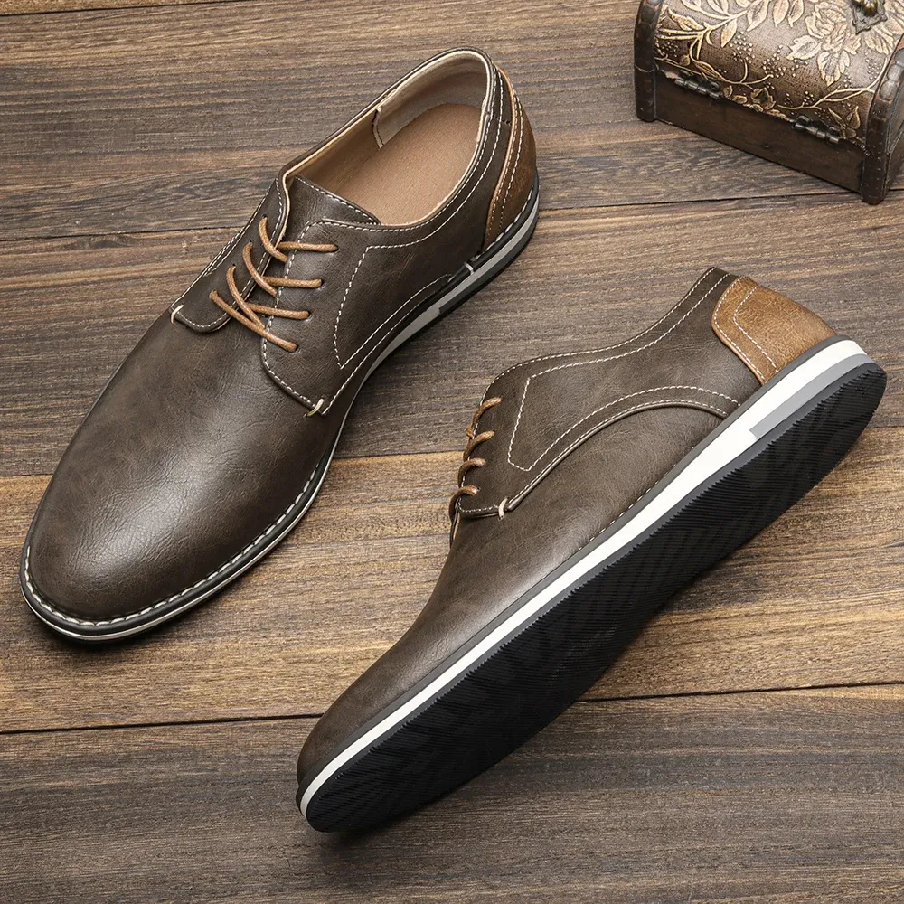 Men's Lightweight Lace-Up Vegan Leather Shoes | Ideal for All Seasons