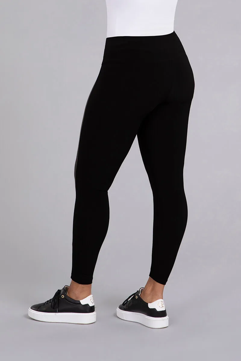 Mix Yoke Legging with Faux Suede | Black