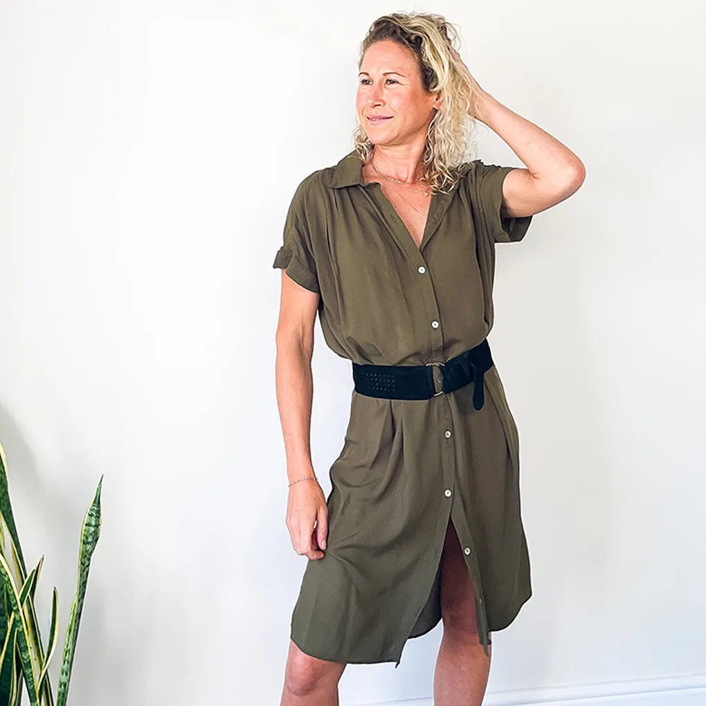 Oversized Shirt Dress - Olive